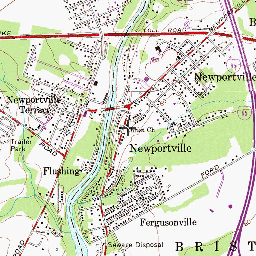 Topographic Map of Christ Church, PA