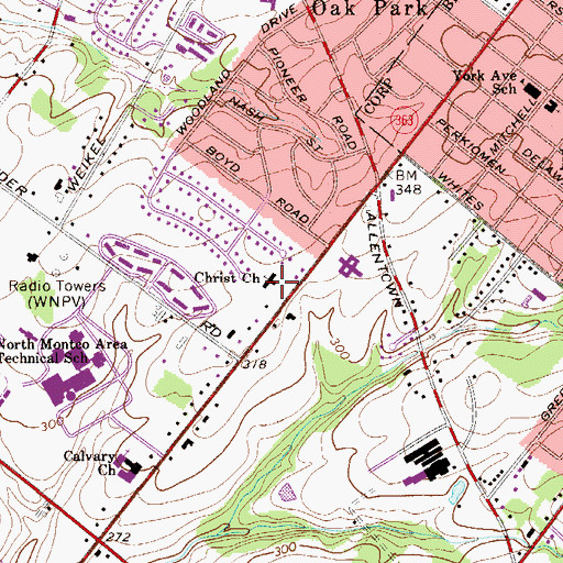 Topographic Map of Christ Church, PA