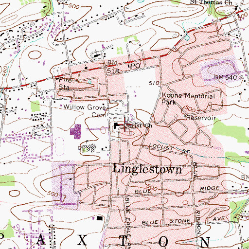 Topographic Map of Christ Church, PA