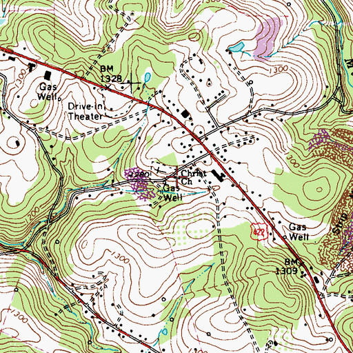 Topographic Map of Christ Church, PA