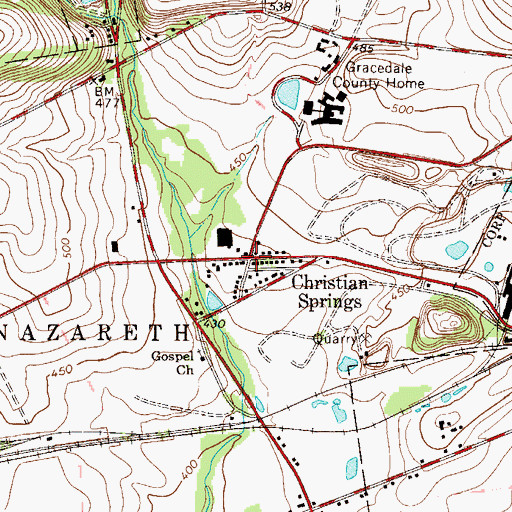 Topographic Map of Christian Springs, PA