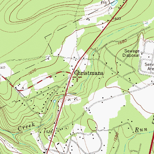 Topographic Map of Christmans, PA