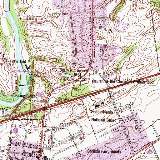 Topographic Map of Church of the Christian Brotherhood, PA