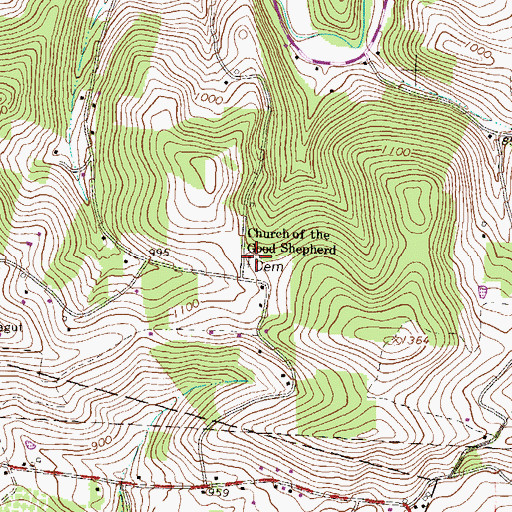 Topographic Map of Church of the Good Shepherd, PA