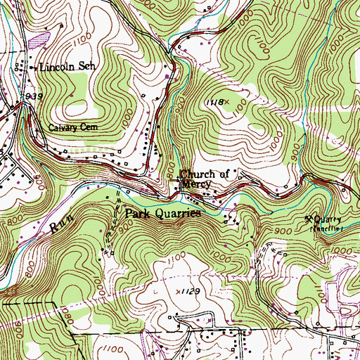 Topographic Map of Church of Mercy, PA