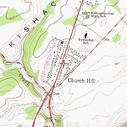 Topographic Map of Church Hill, PA