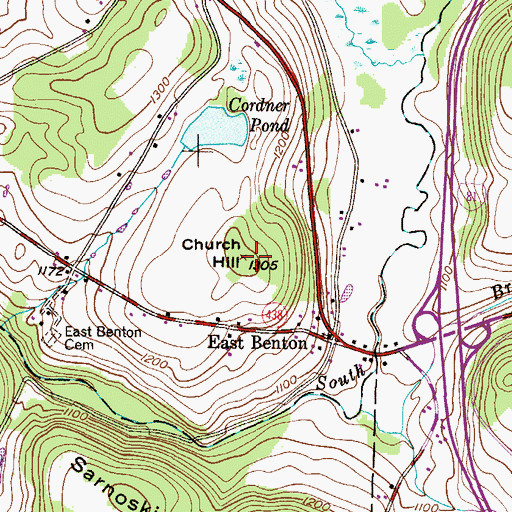Topographic Map of Church Hill, PA