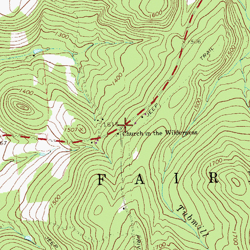 Topographic Map of Church in the Wilderness, PA