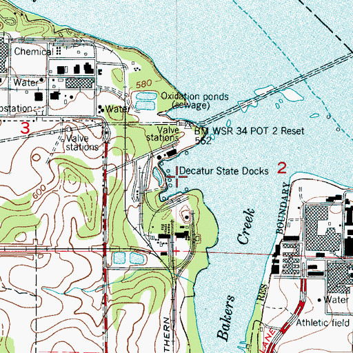 Topographic Map of Decatur State Docks, AL