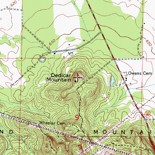 Topographic Map of Dedicar Mountain, AL