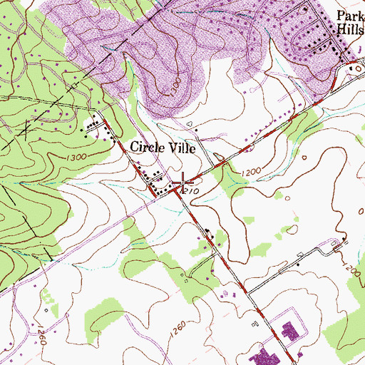 Topographic Map of Circle Ville, PA