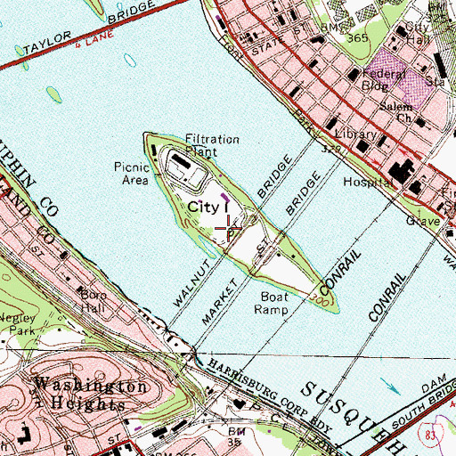 Topographic Map of City Island, PA