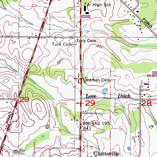 Topographic Map of Dedman Cemetery, AL