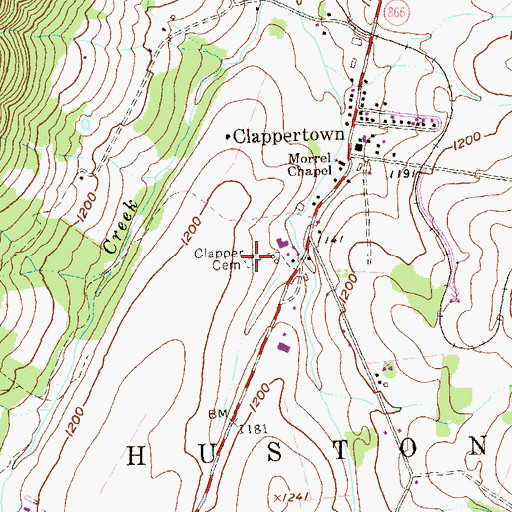 Topographic Map of Clapper Cemetery, PA