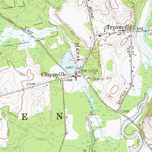 Topographic Map of Clappville, PA