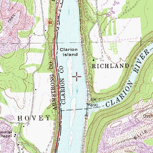 Topographic Map of Clarion Island, PA
