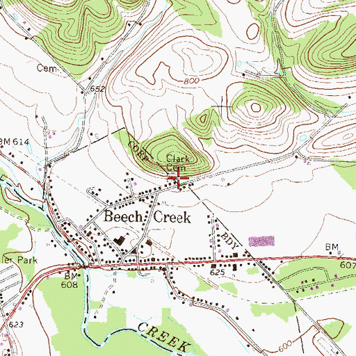 Topographic Map of Clark Cemetery, PA