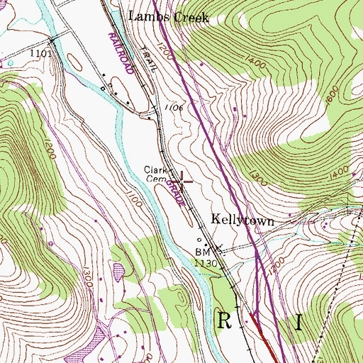 Topographic Map of Clark Cemetery, PA