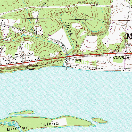 Topographic Map of Clark Creek, PA