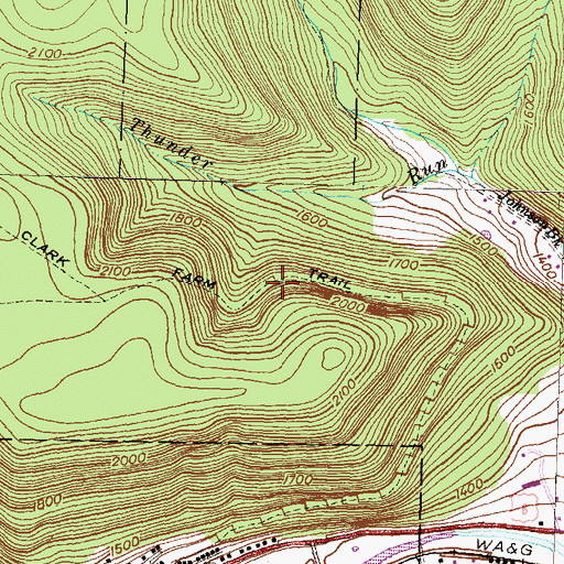 Topographic Map of Clark Farm Trail, PA