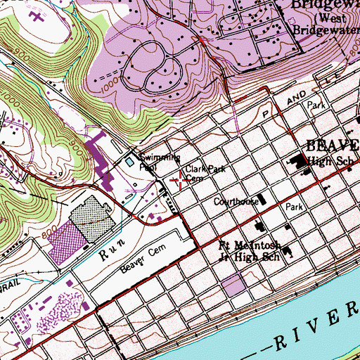 Topographic Map of Clark Park Cemetery, PA