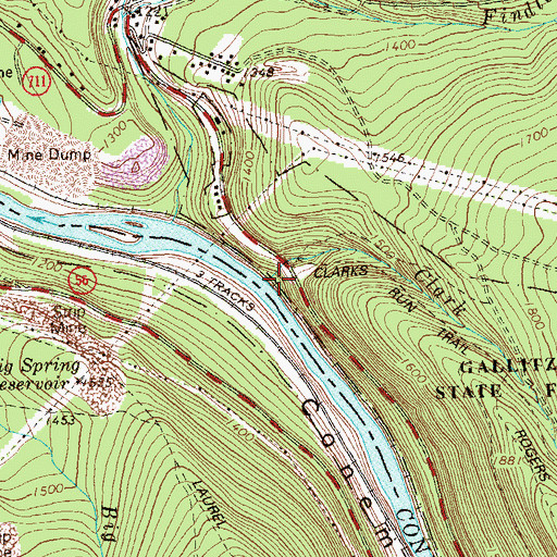 Topographic Map of Clark Run, PA