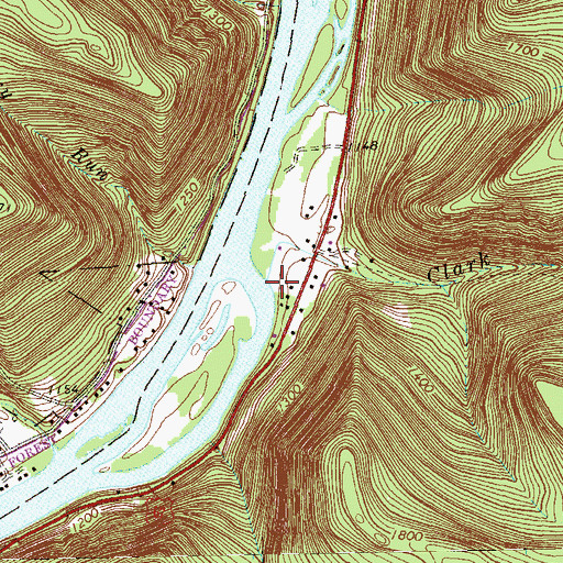 Topographic Map of Clark Run, PA