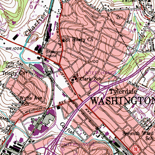 Topographic Map of Clark School, PA