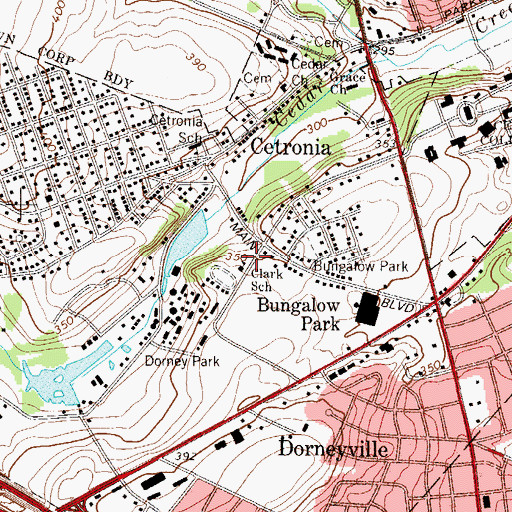 Topographic Map of Clark School, PA