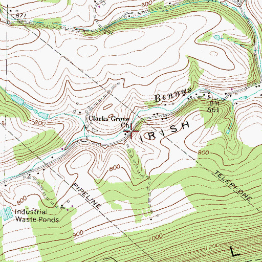 Topographic Map of Clarks Grove Church, PA
