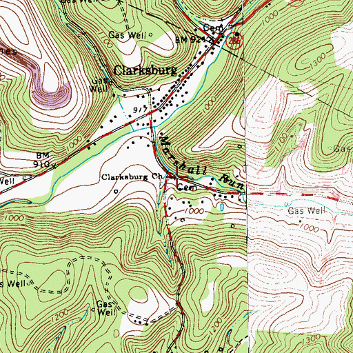 Topographic Map of Clarksburg Church, PA