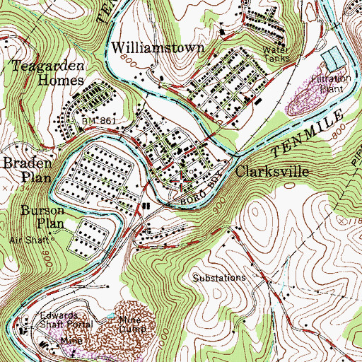 Topographic Map of Clarksville, PA