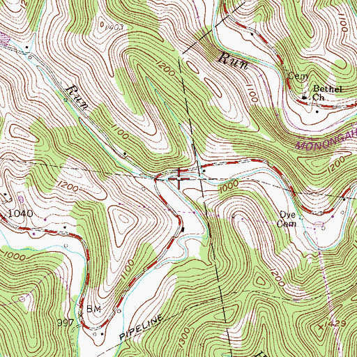 Topographic Map of Clawson Run, PA