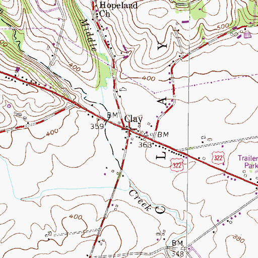 Topographic Map of Clay, PA