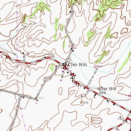 Topographic Map of Clay Hill, PA