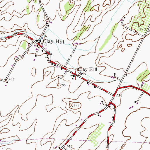 Topographic Map of Clay Hill School, PA