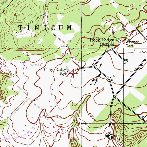 Topographic Map of Clay Ridge School (historical), PA