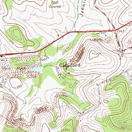 Topographic Map of Clayford, PA