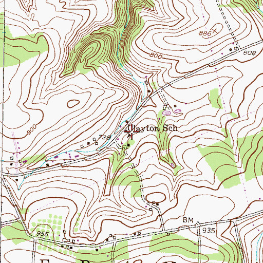 Topographic Map of Clayton School, PA