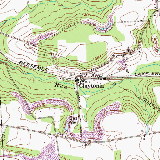 Topographic Map of Claytonia, PA