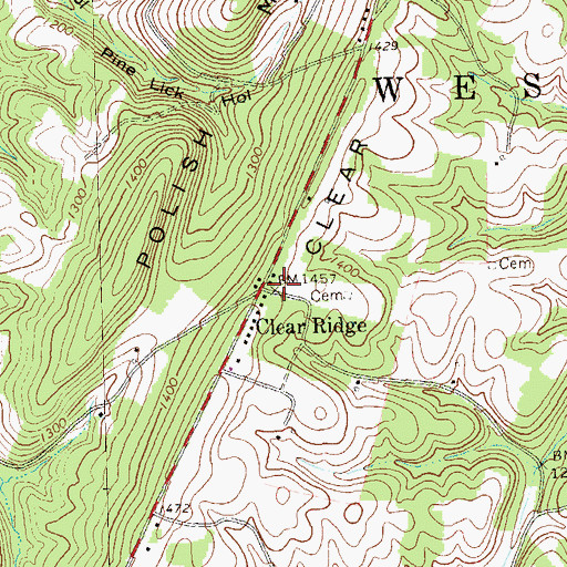 Topographic Map of Clear Ridge, PA