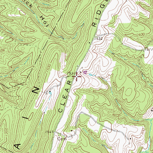 Topographic Map of Clear Ridge, PA