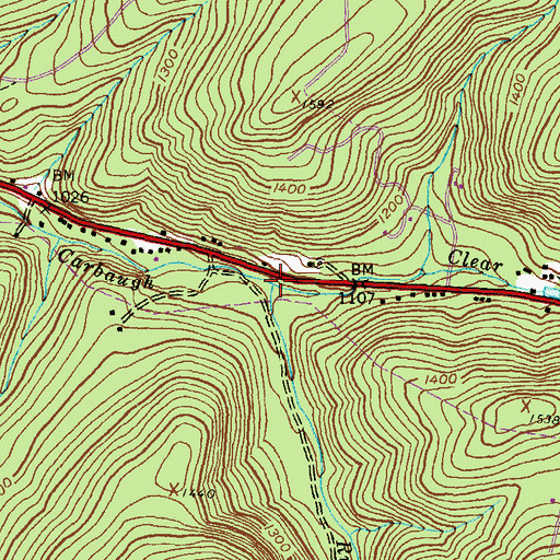 Topographic Map of Clear Run, PA