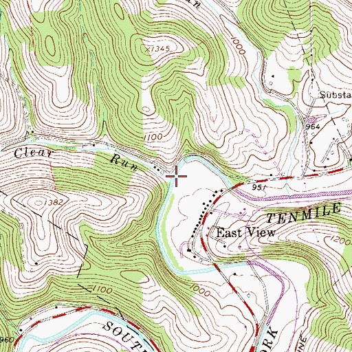 Topographic Map of Clear Run, PA