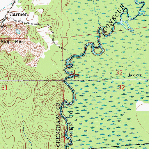 Topographic Map of Deer Creek, AL