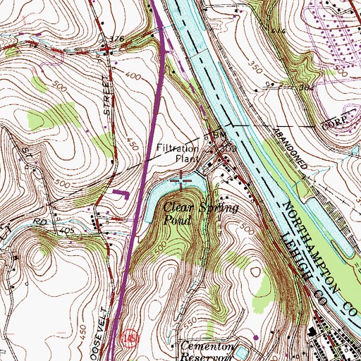 Topographic Map of Clear Spring Pond, PA