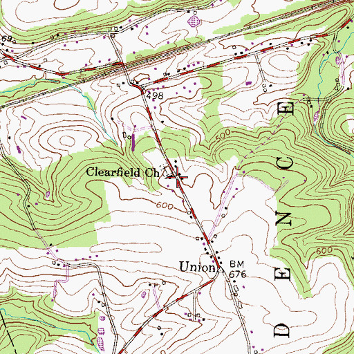 Topographic Map of Clearfield Church, PA