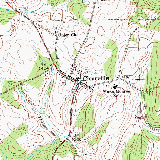 Topographic Map of Clearville, PA