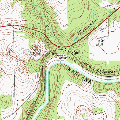 Topographic Map of Clement Run, PA