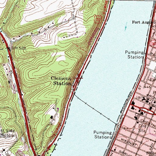 Topographic Map of Clement Station, PA